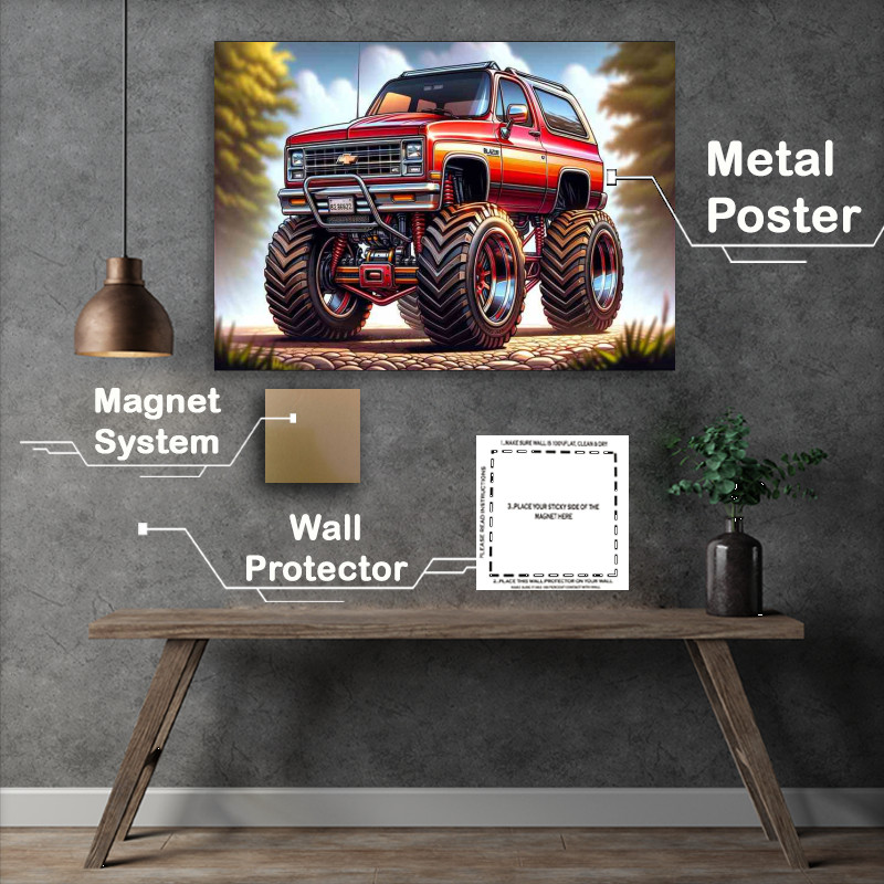 Buy Metal Poster : (Chevrolet Blazer 4x4 style in red orange)
