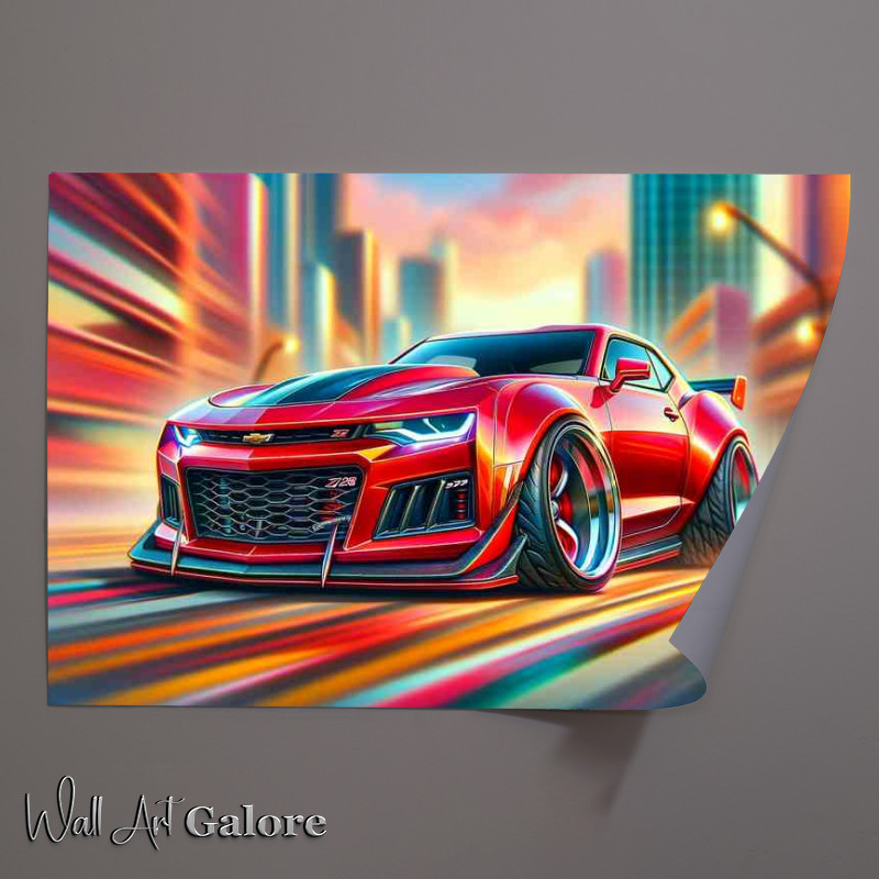 Buy Unframed Poster : (Chevrolet Camaro Z with rece red paint)