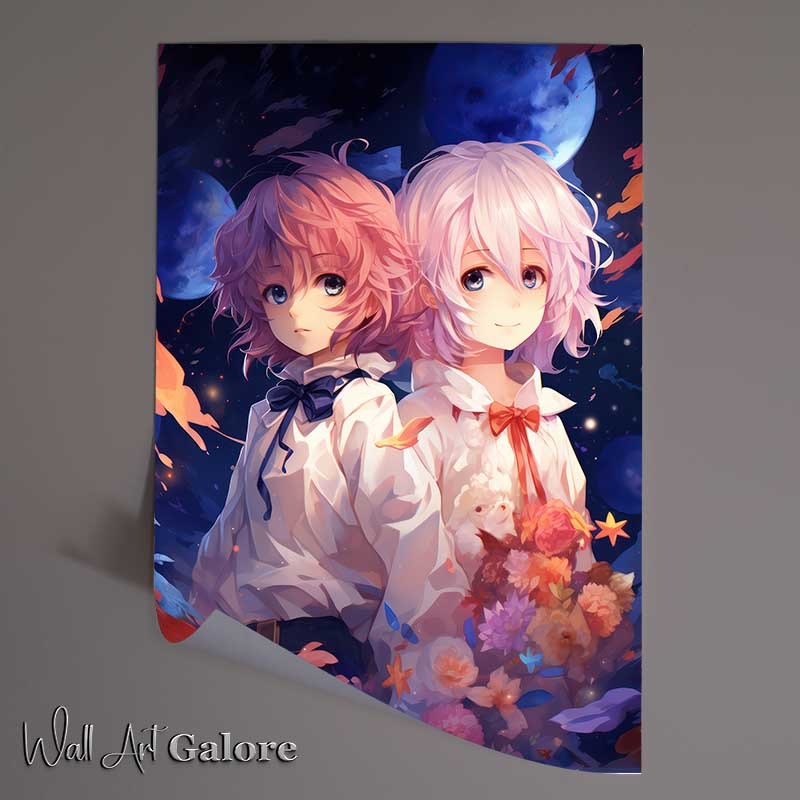 Buy Unframed Poster : (Oeon lulu dressed in white with pink anime girls)