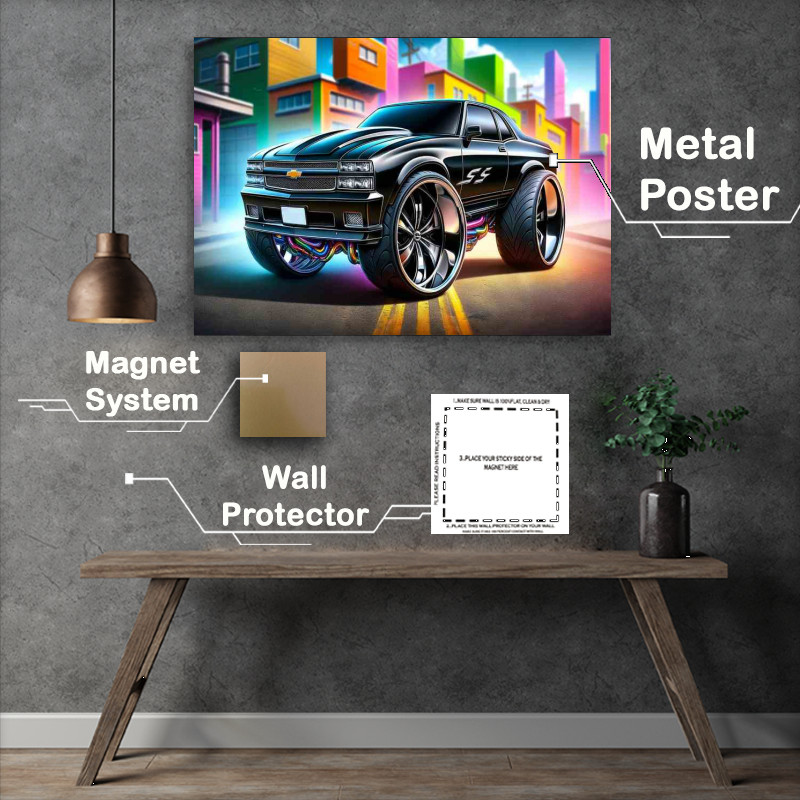 Buy Metal Poster : (Chevrolet Monte Carlo SS style in black cartoon)