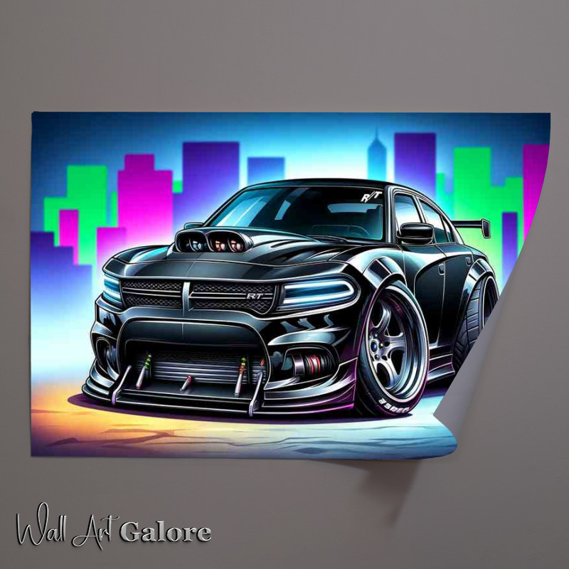 Buy Unframed Poster : (Dodge Charger RT stylebig wheels in black)