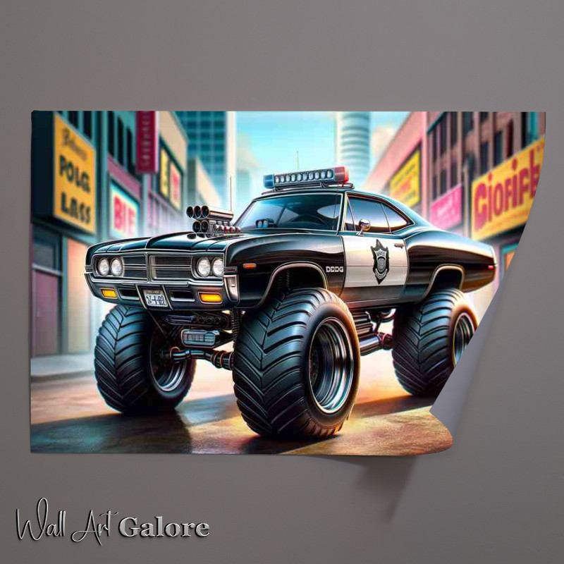 Buy Unframed Poster : (Dodge Monaco with big wheels in black)