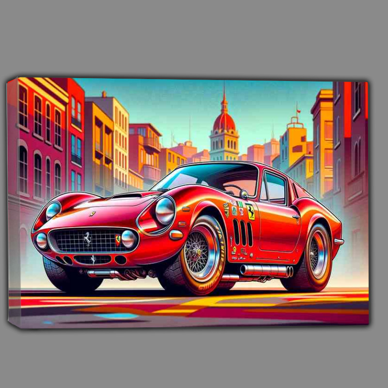 Buy Canvas : (Ferrari 365 GTB 4 Daytona style in red cartoon)