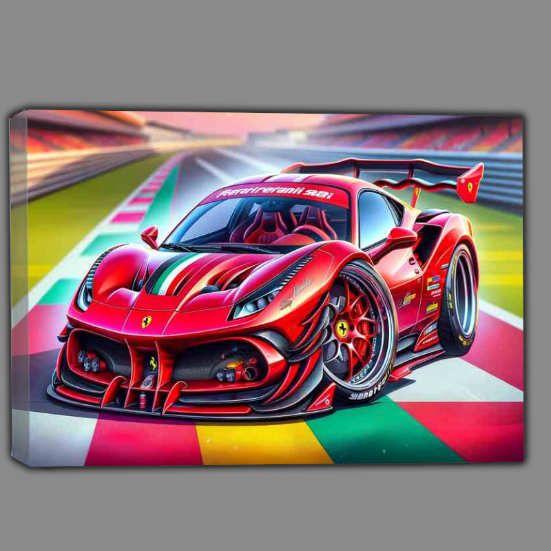 Buy Canvas : (Ferrari 488 Pista with extremely exaggerated features in red)