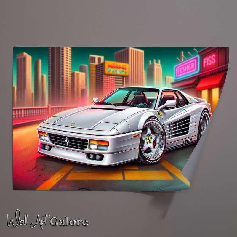 Buy Unframed Poster : (Ferrari Testarossa inspired by the car from Miami Vice)