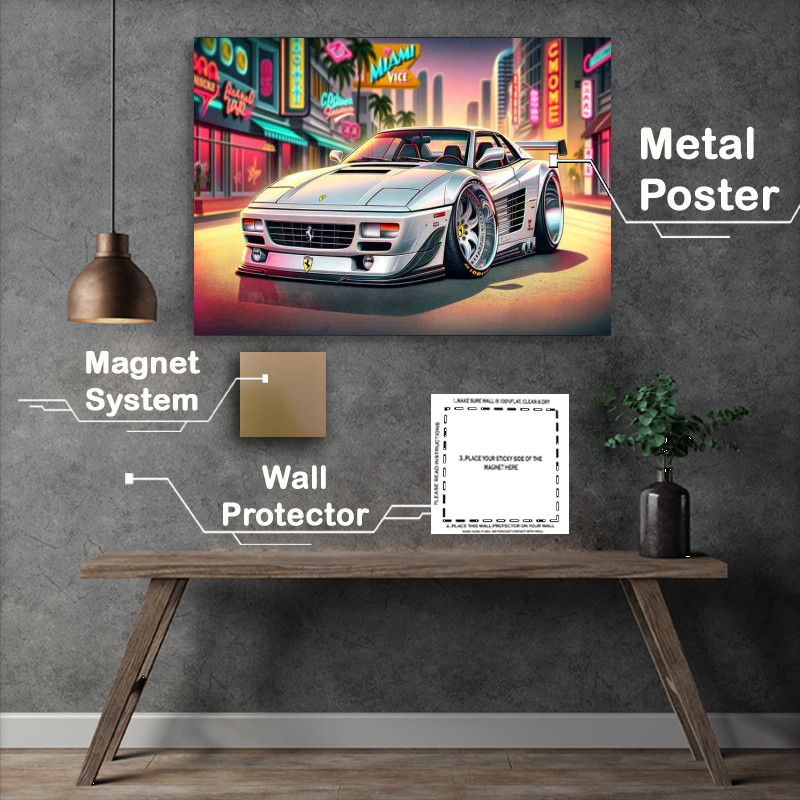 Buy Metal Poster : (Ferrari Testarossa style painted in white)