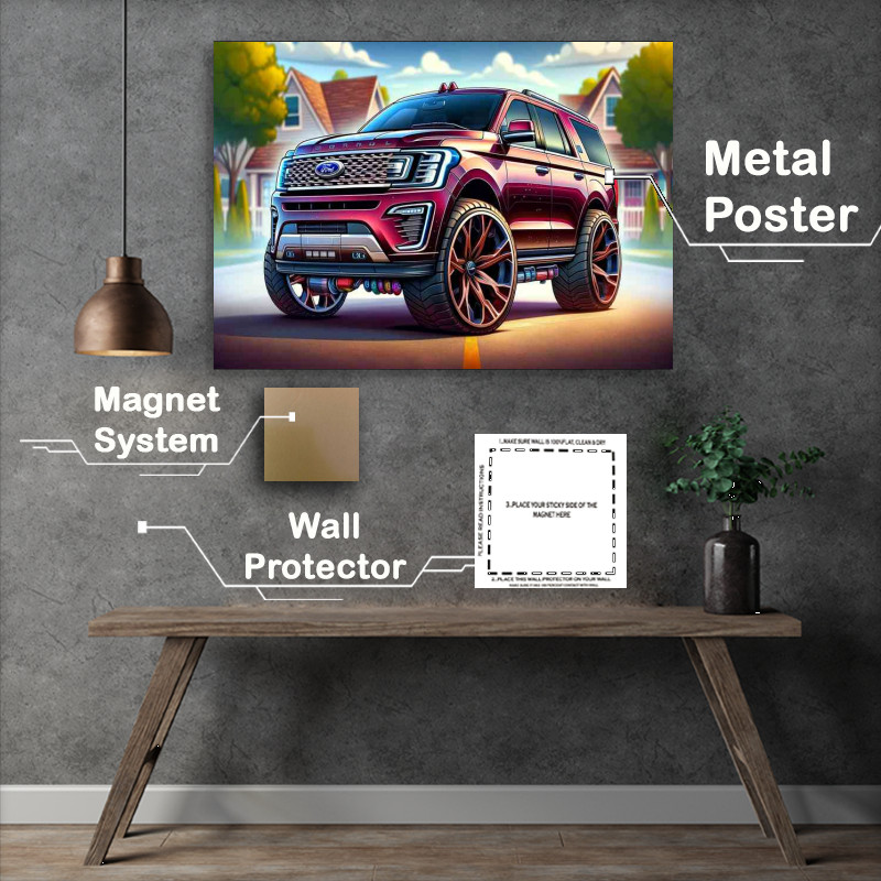 Buy Metal Poster : (Ford Expedition with extremely exaggerated features)
