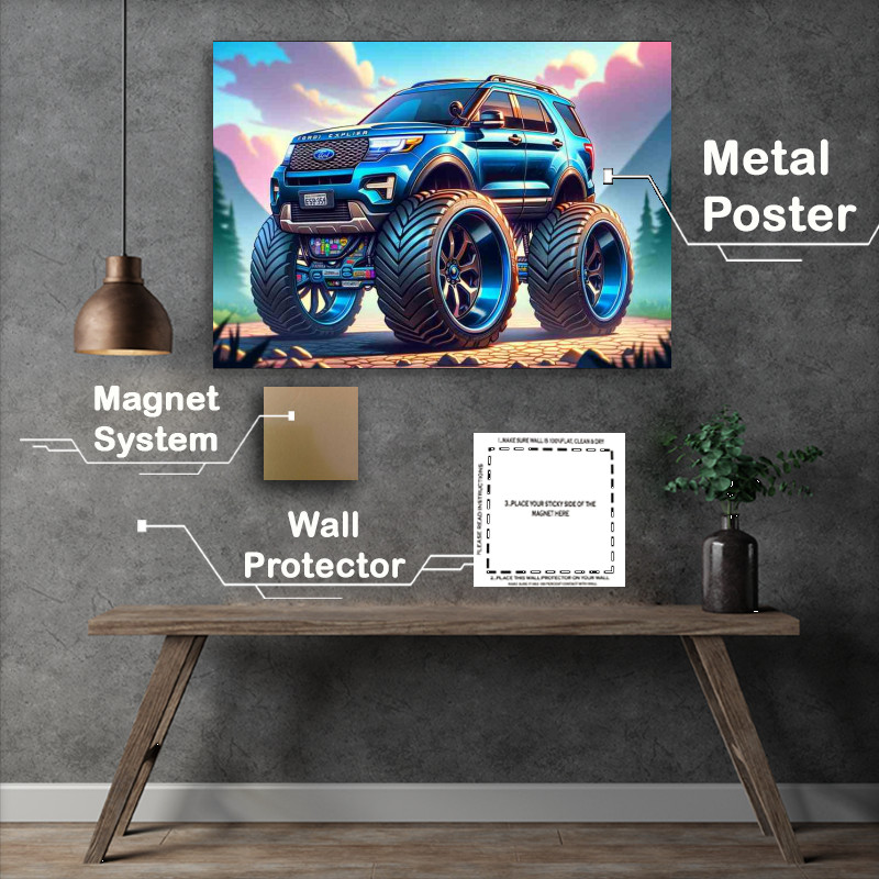 Buy Metal Poster : (Ford Explorer with extremely exaggerated features)