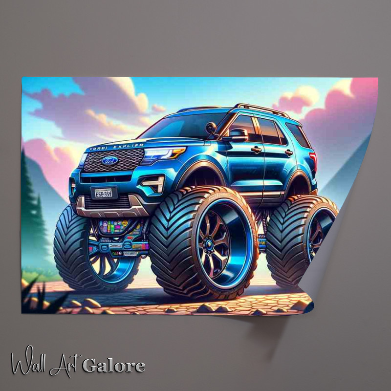 Buy Unframed Poster : (Ford Explorer with extremely exaggerated features)
