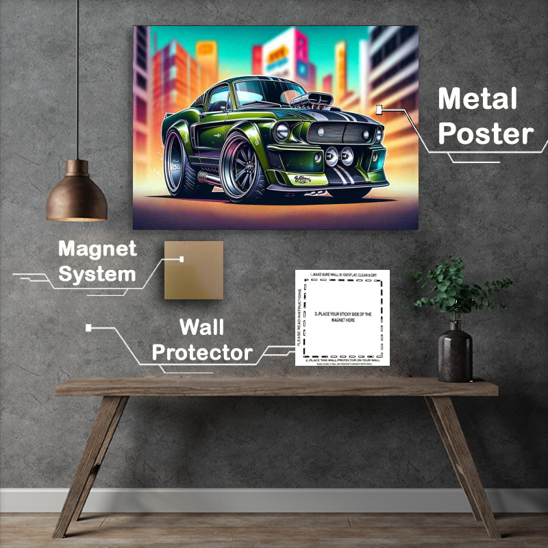 Buy Metal Poster : (Ford Mustang GT Fastback style in green)