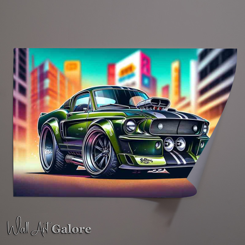 Buy Unframed Poster : (Ford Mustang GT Fastback style in green)