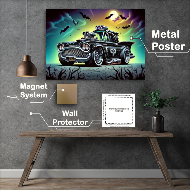 Buy Metal Poster : (Ford Thunderbird style in black with big wheels)