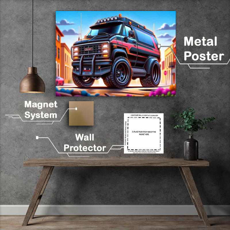 Buy Metal Poster : (GMC Vandura 4x4 style iconic black and red van)