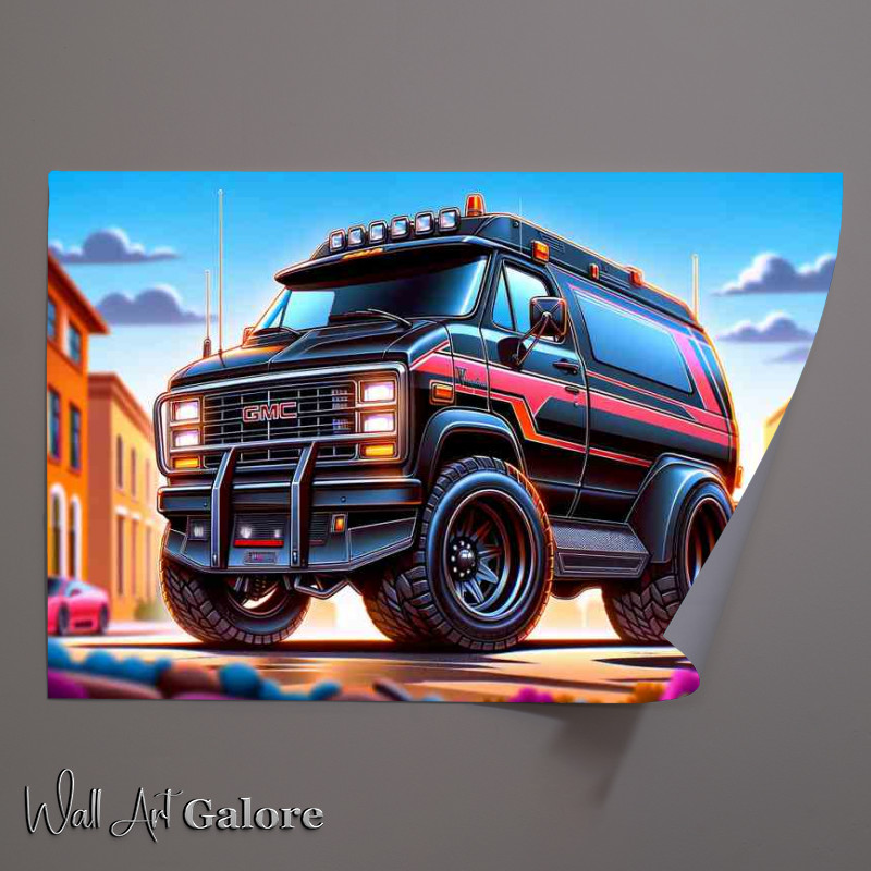 Buy Unframed Poster : (GMC Vandura 4x4 style iconic black and red van)