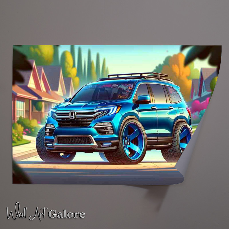 Buy Unframed Poster : (Honda Pilot style with extremely exaggerated features in blue)