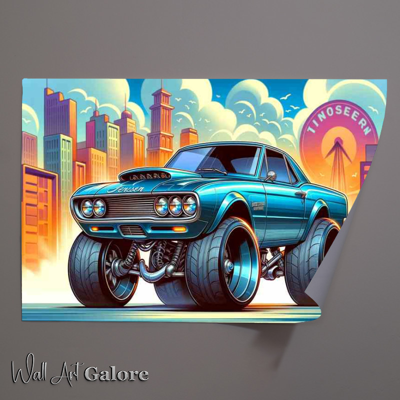 Buy Unframed Poster : (Jensen Interceptor style extremely exaggerated blue paint)