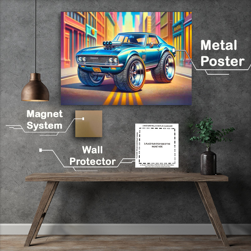 Buy Metal Poster : (Jensen Interceptor style with extremely big wheels)