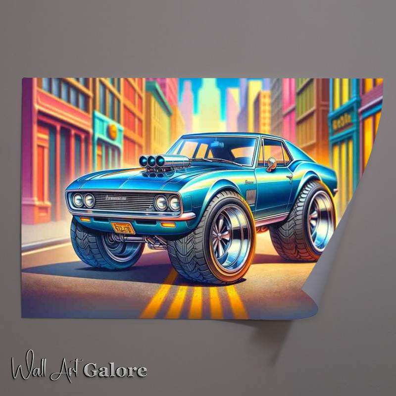 Buy Unframed Poster : (Jensen Interceptor style with extremely big wheels)