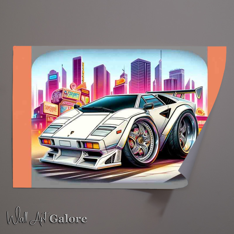 Buy Unframed Poster : (Lamborghini Countach style extremely exaggerated features)