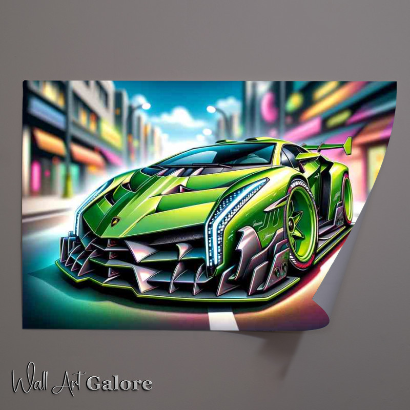 Buy Unframed Poster : (Lamborghini Veneno style with extremely exaggerated In green)