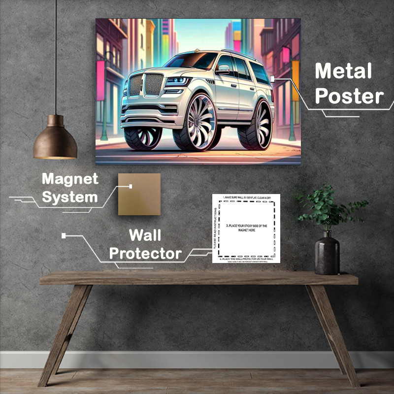 Buy Metal Poster : (Lincoln Navigator 4x4 style in white)