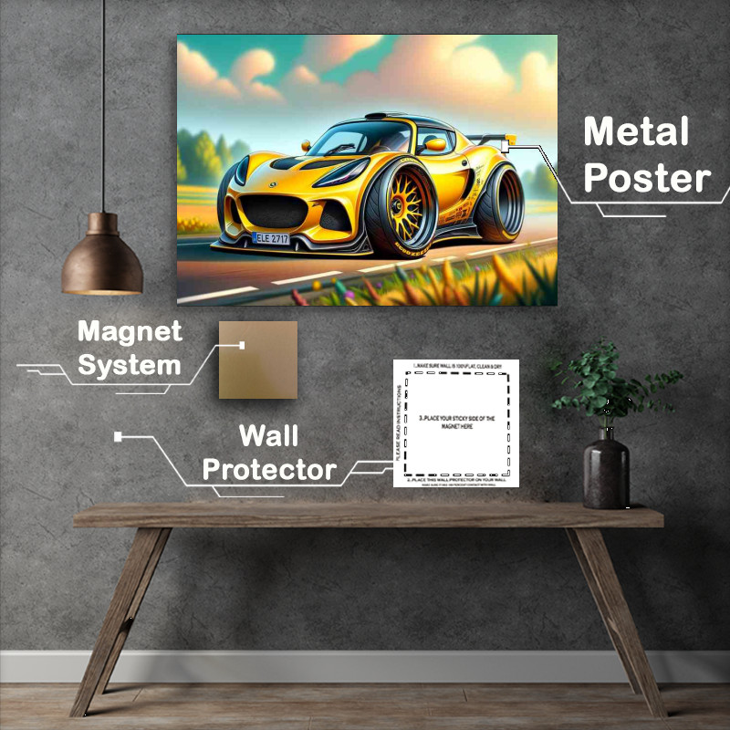 Buy Metal Poster : (Lotus Elan style in yellow with big wheels)