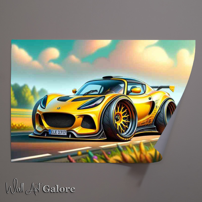Buy Unframed Poster : (Lotus Elan style in yellow with big wheels)
