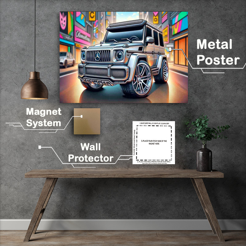 Buy Metal Poster : (Mercedes Benz G Class 4x4 style in silver)