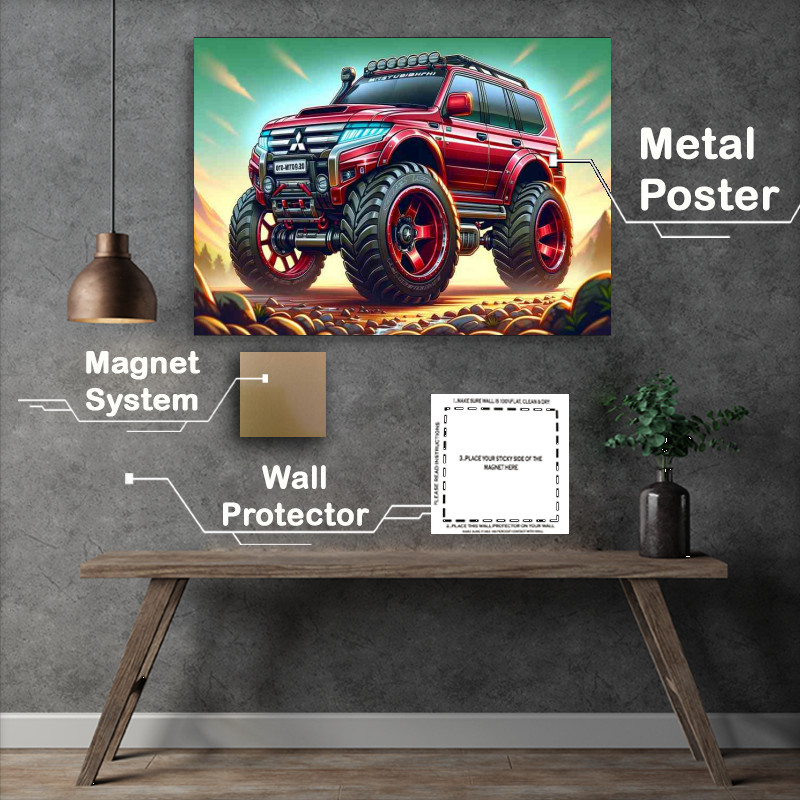 Buy Metal Poster : (Mitsubishi Montero 4x4 style in maroon red)