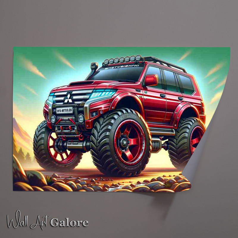 Buy Unframed Poster : (Mitsubishi Montero 4x4 style in maroon red)