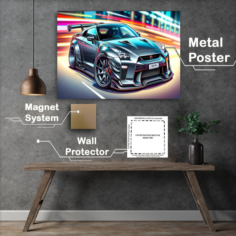 Buy Metal Poster : (Nissan GTR style designed with a metallic gray)