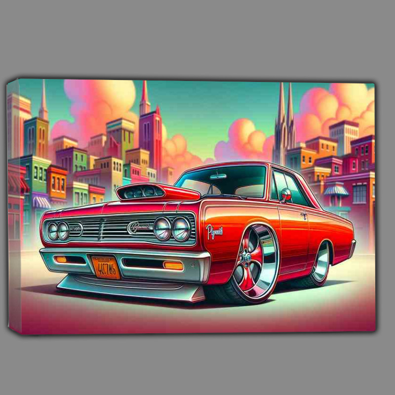Buy Canvas : (Plymouth Furystyle in red cartoon)