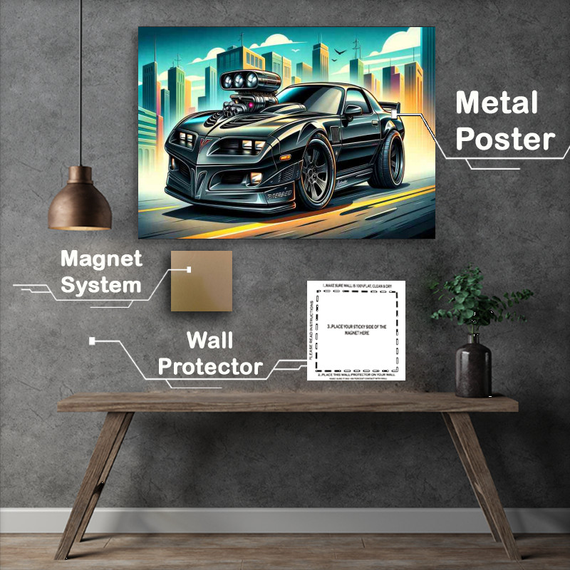 Buy Metal Poster : (Pontiac Firebird Trans Am style in black)