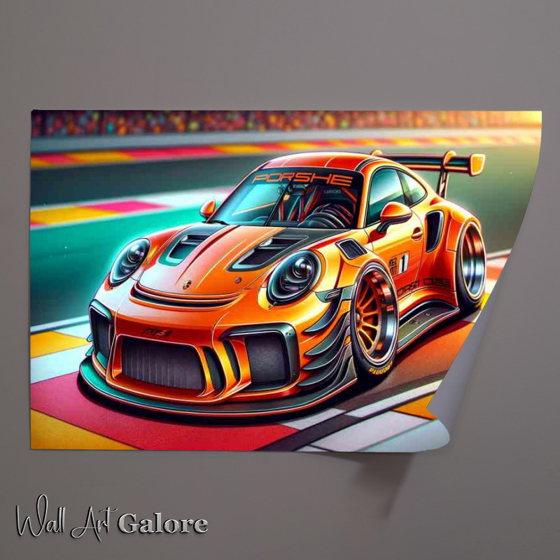 Buy Unframed Poster : (Porsche 911 GT3 RS style extremely exaggerated features)
