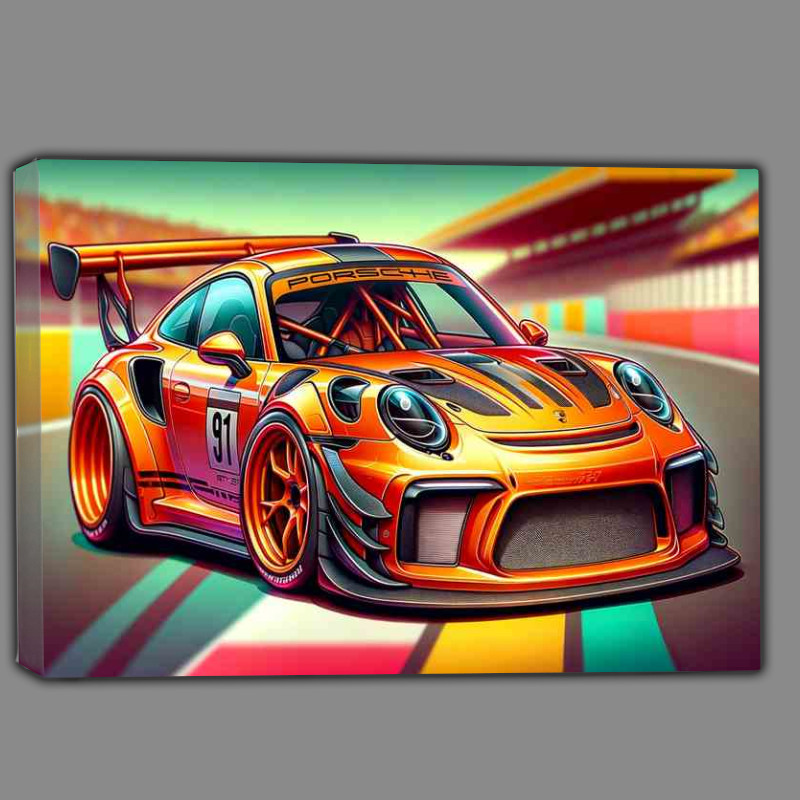 Buy Canvas : (Porsche 911 GT3 RS style in orange cartoon)