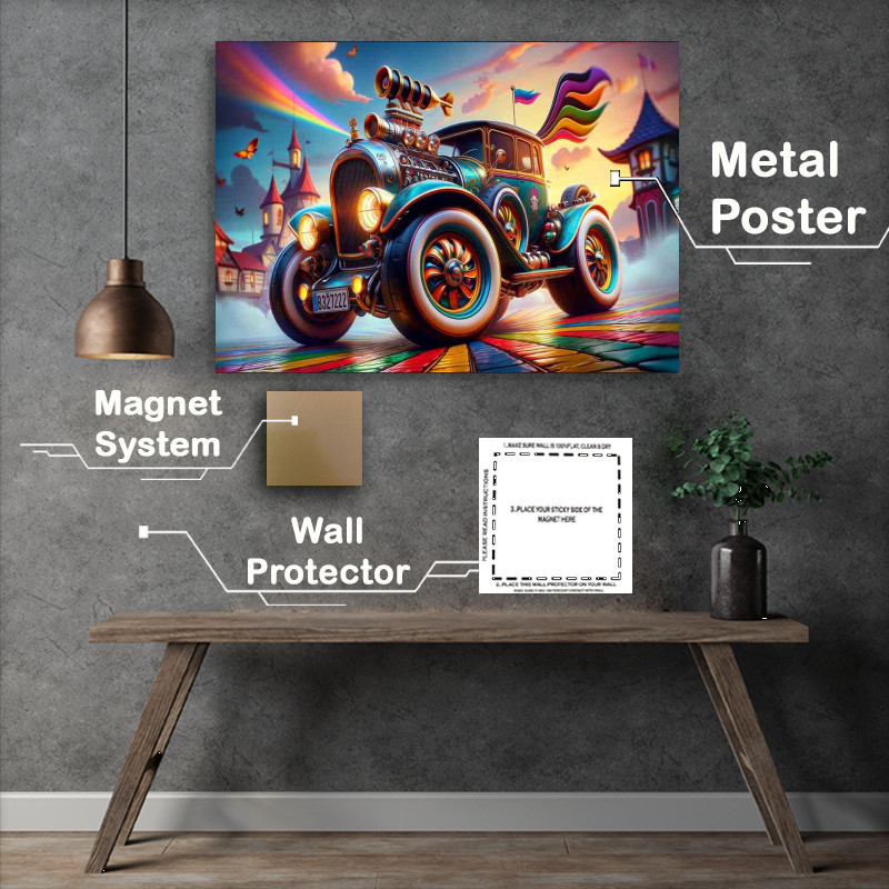 Buy Metal Poster : (Rat rod style with extremely exaggerated features)