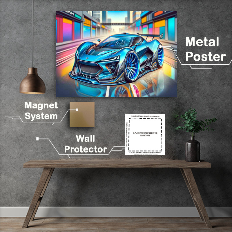 Buy Metal Poster : (Rimac C Two style with big wheels cartoon)