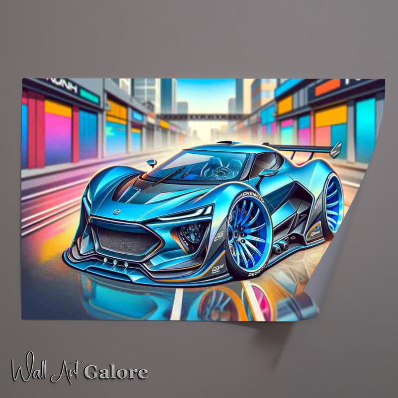 Buy Unframed Poster : (Rimac C Two style with big wheels cartoon)