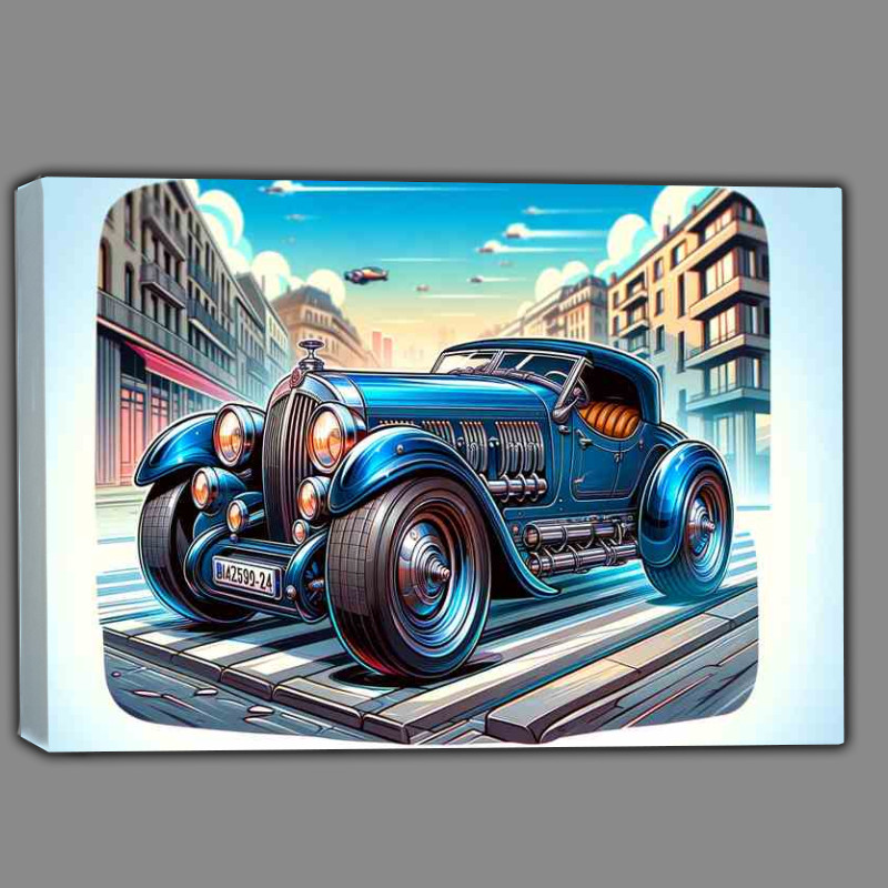 Buy Canvas : (Talbot Lago T150C with extremely exaggerated features in blue)