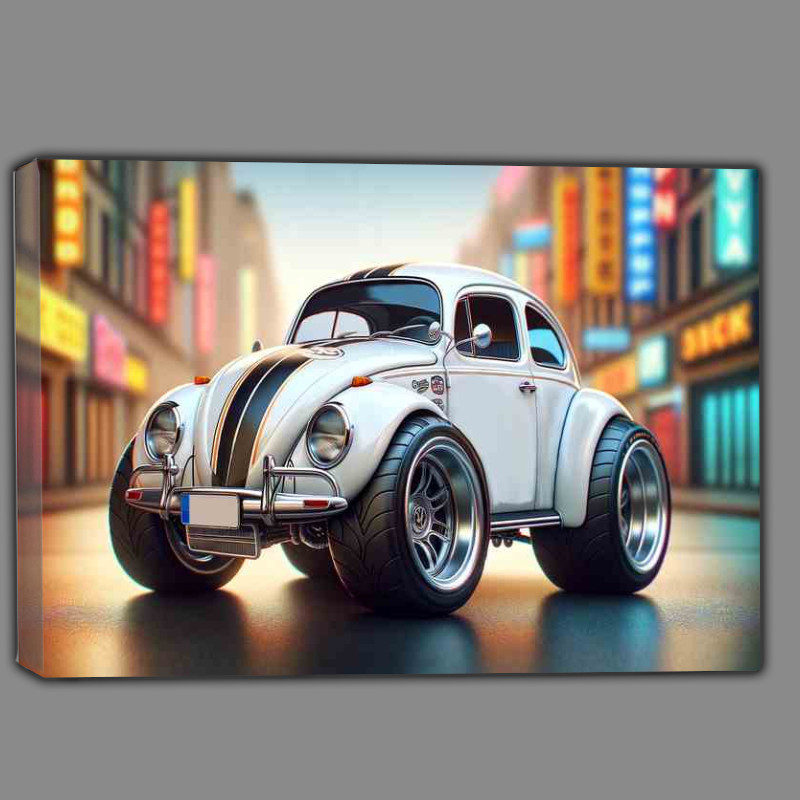 Buy Canvas : (Volkswagen Beetle style with big wheels in white)