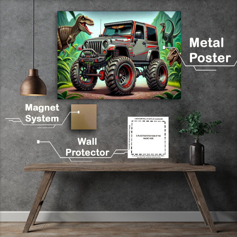 Buy Metal Poster : (little green 4x4 style big wheels cartoon)
