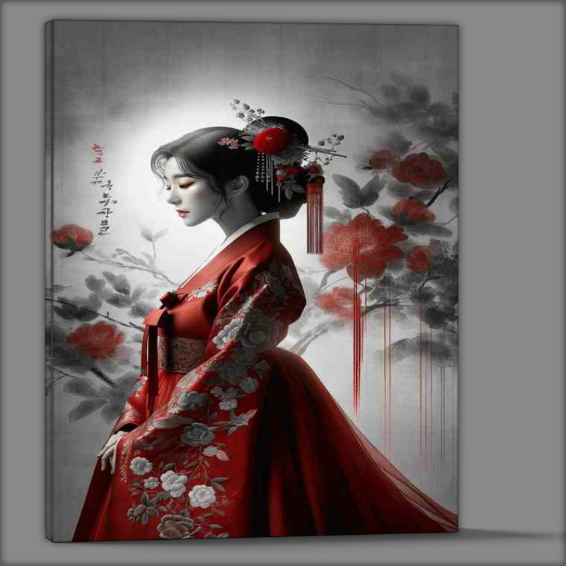 Buy Canvas : (Graceful Red Hanbok Artistic)