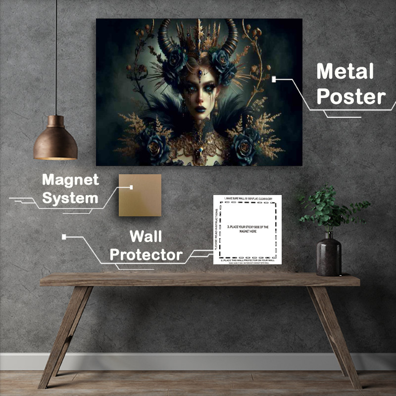 Buy Metal Poster : (Gothic Fantasy Queen with Dark roses)
