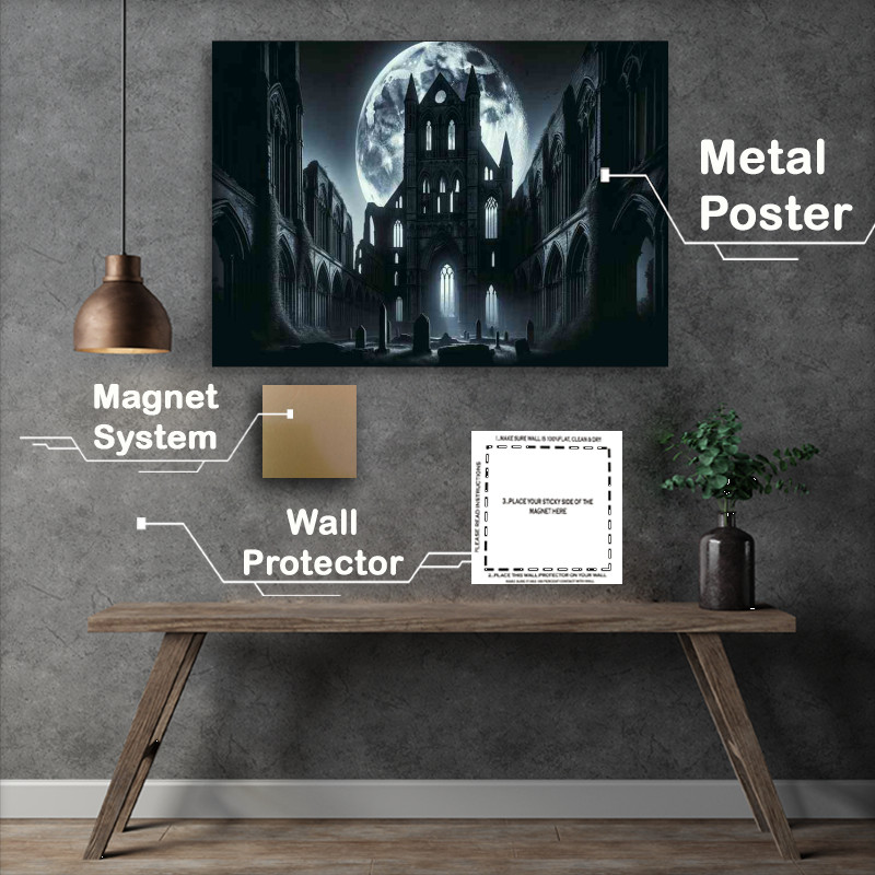 Buy Metal Poster : (Midnight Abbey The gothic architecture)