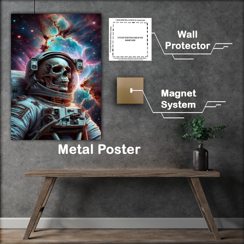 Buy Metal Poster : (Cosmic Voyage Astronaut Skeleton Space Odyssey)