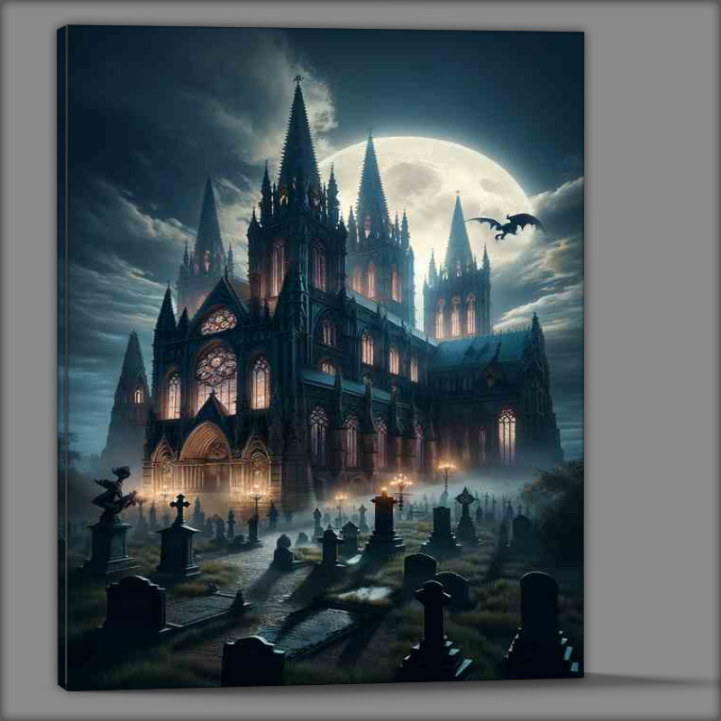 Buy : (Gothic Cathedral Night Canvas)