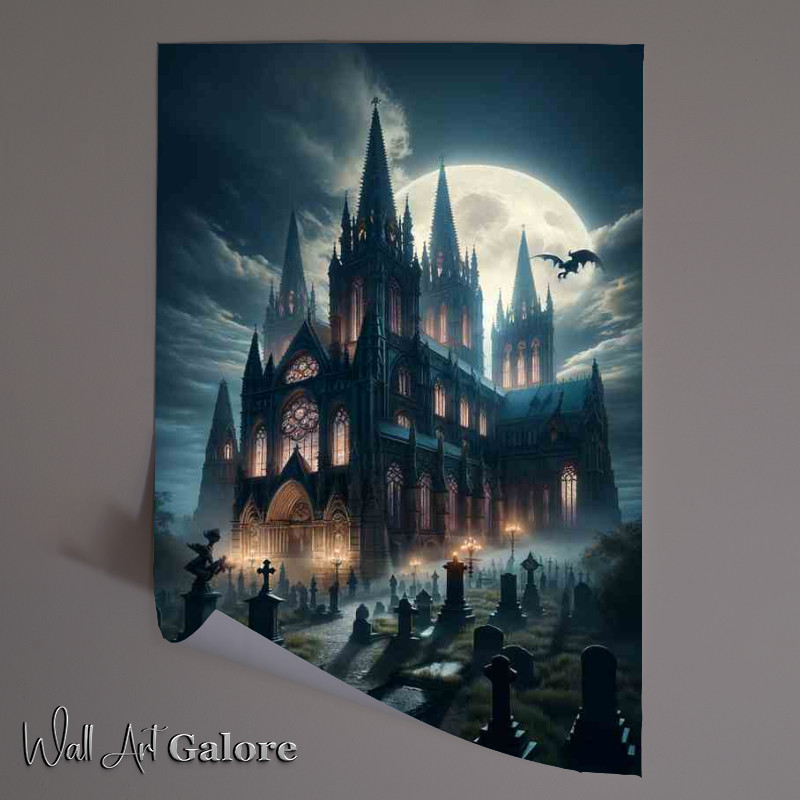 Buy : (Gothic Cathedral Night Poster)