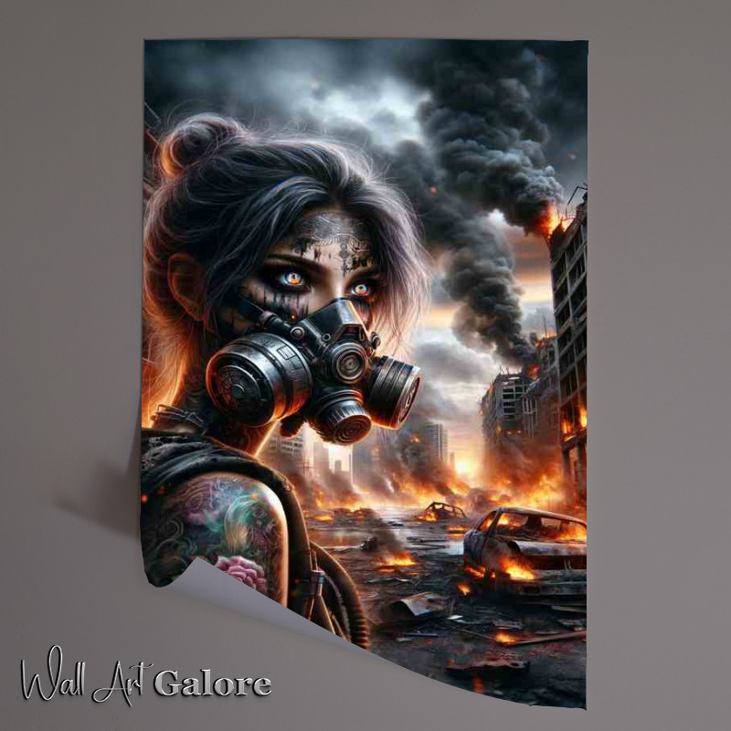 Buy Unframed Poster : (Post Apocalyptic Warrior Amidst Chaos)