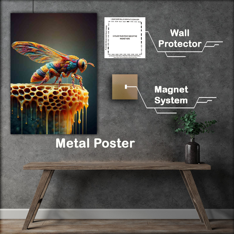 Buy Metal Poster : (Surreal Insect Honeycomb Fantasy Creature)
