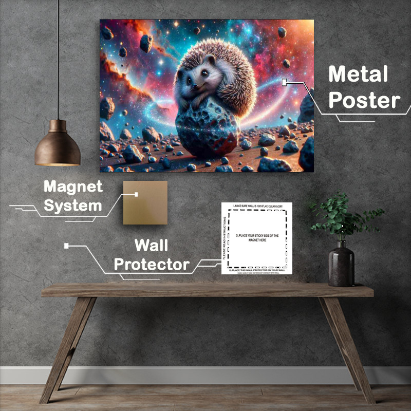 Buy Metal Poster : (Cosmic Hedgehog Rolling on a Meteorite)